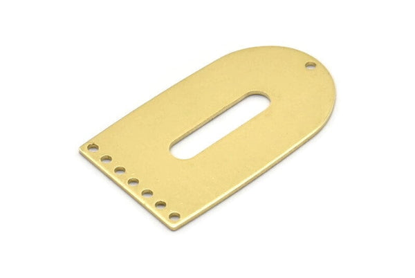 Brass D Shape, 4 Raw Brass D Shape Charms With 8 Hole, Brass Blanks (35x20x0.80mm) M03168