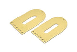 Brass D Shape, 4 Raw Brass D Shape Charms With 8 Hole, Brass Blanks (35x20x0.80mm) M03168