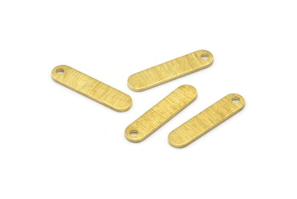 Brass Rectangle Bar, 24 Textured Raw Brass Rectangle Stamping Blanks with 1 Hole (17x4x0.80mm) M03119