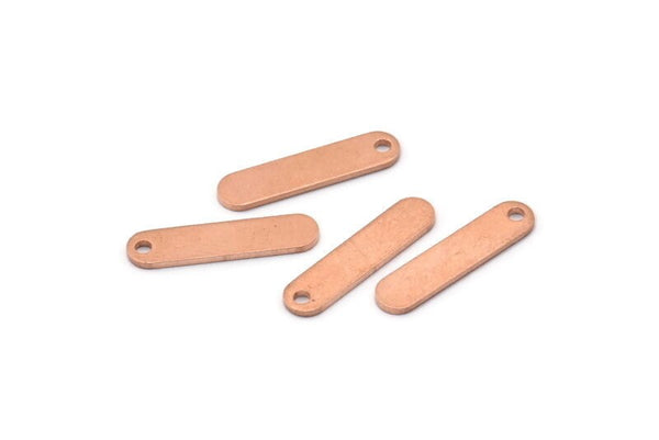 Copper Rectangle Bar, 24 Raw Copper Rectangle Stamping Blanks with 1 Hole (17x4x0.80mm) M03118