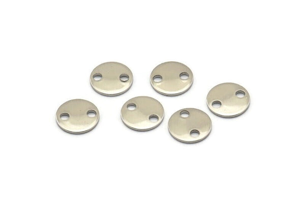 Steel Cabochon Connector, 100 Stainless Steel Cabochon Tags With 2 Holes, Connectors (8x0.80mm) M03092