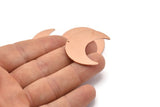 Copper Moon Charm, 4 Raw Copper Moon Crescent Charms With 1 Hole (35x15x0.80mm) M03099