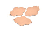 Copper Badge Charm, 2 Raw Copper Badge Charms With 2 Holes, Pendants, Findings (39x28x0.80mm) M02870