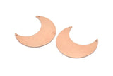 Copper Moon Charm, 4 Raw Copper Moon Crescent Charms With 2 Holes (35x15x0.80mm) M03139