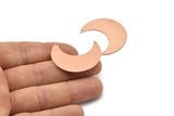 Copper Moon Charm, 4 Raw Copper Moon Crescent Charms With 2 Holes (35x15x0.80mm) M03139