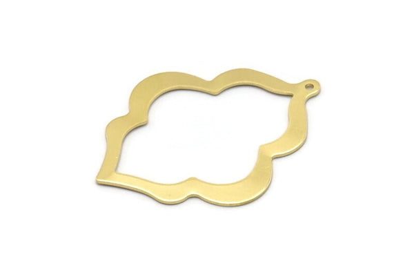 Brass Badge Charm, 2 Raw Brass Badge Charms With 1 Loop, Pendants, Findings (49x38x0.80mm) M01144