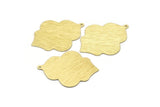 Brass Badge Charm, 2 Textured Raw Brass Badge Charms With 1 Loop, Pendants, Findings (49x38x0.80mm) M02640