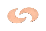 Copper Moon Charm, 4 Raw Copper Moon Crescent Charms With 4 Holes (35x15x0.80mm) M03146