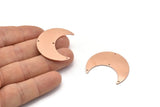 Copper Moon Charm, 4 Raw Copper Moon Crescent Charms With 4 Holes (35x15x0.80mm) M03146