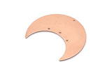 Copper Moon Charm, 4 Raw Copper Moon Crescent Charms With 4 Holes (35x15x0.80mm) M03144