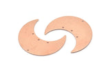 Copper Moon Charm, 4 Raw Copper Moon Crescent Charms With 4 Holes (35x15x0.80mm) M03144