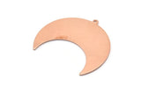 Copper Moon Charm, 4 Raw Copper Moon Crescent Charms With 1 Loop (35x17x0.80mm) M03140