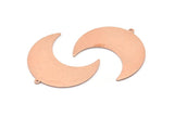 Copper Moon Charm, 4 Raw Copper Moon Crescent Charms With 1 Loop (35x17x0.80mm) M03140