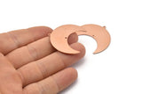 Copper Moon Charm, 4 Raw Copper Moon Crescent Charms With 1 Loop And 1 Hole (35x17x0.80mm) M03138