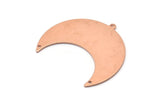Copper Moon Charm, 4 Raw Copper Moon Crescent Charms With 1 Loop And 2 Holes (35x17x0.80mm) M03137