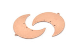 Copper Moon Charm, 4 Raw Copper Moon Crescent Charms With 1 Loop And 3 Holes (35x17x0.80mm) M03141