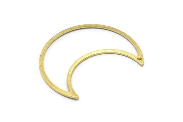 Brass Moon Charm, 4 Textured Raw Brass Moon Crescent Charms With 1 Hole (35x15x0.80mm) M03124
