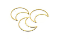 Brass Moon Charm, 4 Textured Raw Brass Moon Crescent Charms With 1 Hole (35x15x0.80mm) M03124