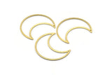 Brass Moon Charm, 4 Textured Raw Brass Moon Crescent Charms With 1 Hole (35x15x0.80mm) M03124
