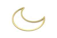 Brass Moon Charm, 4 Textured Raw Brass Moon Crescent Charms With 2 Holes (35x15x0.80mm) M03123