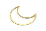 Brass Moon Charm, 4 Textured Raw Brass Moon Crescent Charms With 2 Holes (35x15x0.80mm) M03123