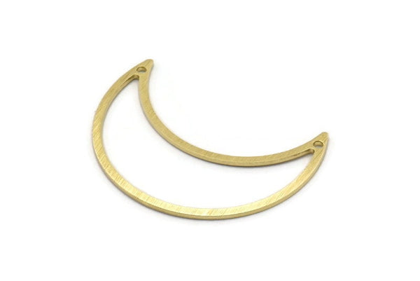Brass Moon Charm, 6 Textured Raw Brass Moon Crescent Charms With 2 Holes (33x13x0.80mm) M03134