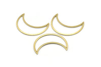 Brass Moon Charm, 6 Textured Raw Brass Moon Crescent Charms With 2 Holes (33x13x0.80mm) M03134