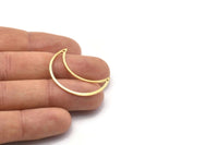 Brass Moon Charm, 6 Textured Raw Brass Moon Crescent Charms With 2 Holes (33x13x0.80mm) M03134