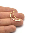 Brass Moon Charm, 8 Textured Raw Brass Moon Crescent Charms With 1 Hole (30x10x0.80mm) M03132