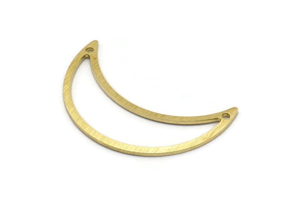Brass Moon Charm, 8 Textured Raw Brass Moon Crescent Charms With 2 Holes (30x10x0.80mm) M03131