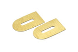 D Shape Blank, 4 Textured Raw Brass D Shaped Stamping Blanks, Findings (35x20x0.80mm) M03155