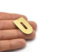 Brass D Shape, 4 Textured Raw Brass D Shape Charms With 1 Hole, Pendants, Earring Findings (35x20x0.80mm) M03156
