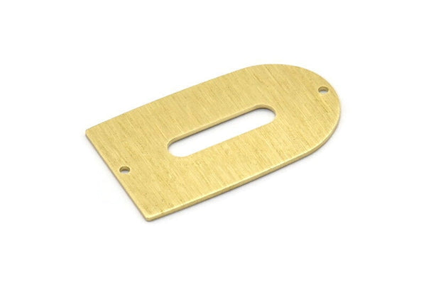 Brass D Shape, 4 Textured Raw Brass D Shape Charms With 2 Holes, Pendants, Earring Findings (35x20x0.80mm) M03152