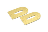 Brass D Shape, 4 Textured Raw Brass D Shape Charms With 2 Holes, Pendants, Earring Findings (35x20x0.80mm) M03152