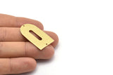 Brass D Shape, 4 Textured Raw Brass D Shape Charms With 2 Holes, Pendants, Earring Findings (35x20x0.80mm) M03152