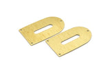 Brass D Shape, 4 Textured Raw Brass D Shape Charms With 3 Holes, Pendants, Earring Findings (35x20x0.80mm) M03153