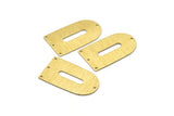 Brass D Shape, 4 Textured Raw Brass D Shape Charms With 4 Holes, Pendants, Earring Findings (35x20x0.80mm) M03154