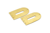 Brass D Shape, 4 Textured Raw Brass D Shape Charms With 4 Holes, Pendants, Earring Findings (35x20x0.80mm) M03157