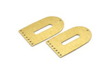 Brass D Shape, 4 Textured Raw Brass D Shape Charms With 8 Holes, Pendants, Earring Findings (35x20x0.80mm) M03158