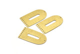 Brass D Shape, 4 Textured Raw Brass D Shape Charms With 8 Holes, Pendants, Earring Findings (35x20x0.80mm) M03158