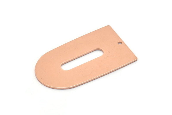 Copper D Shape, 2 Raw Copper D Shape Charms With 1 Hole, Pendants, Earring Findings (35x20x0.80mm) M03187