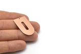Copper D Shape, 2 Raw Copper D Shape Charms With 1 Hole, Pendants, Earring Findings (35x20x0.80mm) M03187