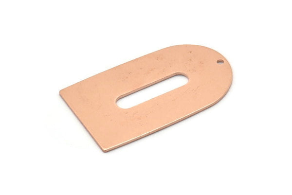 Bakır D Şeklinde, 1 Delikli 2 Ham Bakır D Şeklinde Tılsım, Kolye Uçları, Küpe Aksesuarları (35x20x0,80 mm) M03186