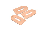 Copper D Shape, 2 Raw Copper D Shape Charms With 2 Holes, Pendants, Earring Findings (35x20x0.80mm) M03185