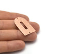 Copper D Shape, 2 Raw Copper D Shape Charms With 2 Holes, Pendants, Earring Findings (35x20x0.80mm) M03185