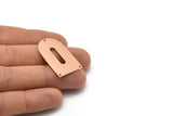 Copper D Shape, 2 Raw Copper D Shape Charms With 3 Holes, Pendants, Earring Findings (35x20x0.80mm) M03192