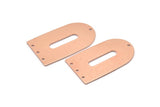 Copper D Shape, 2 Raw Copper D Shape Charms With 4 Holes, Pendants, Earring Findings (35x20x0.80mm) M03193