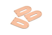 Copper D Shape, 2 Raw Copper D Shape Charms With 4 Holes, Pendants, Earring Findings (35x20x0.80mm) M03190