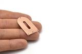 Copper D Shape, 2 Raw Copper D Shape Charms With 4 Holes, Pendants, Earring Findings (35x20x0.80mm) M03190