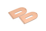 Copper D Shape, 2 Raw Copper D Shape Charms With 8 Holes, Pendants, Earring Findings (35x20x0.80mm) M03189